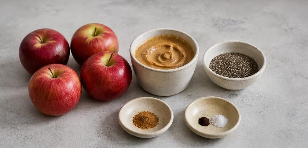 Knusprige Apfelringe mit Zimt-Erdnussbutter – Zutaten