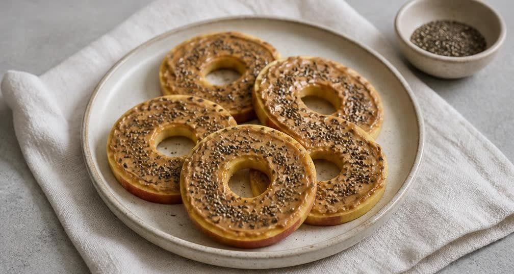 Knusprige Apfelringe mit Zimt-Erdnussbutter – Zubereitung Schritt für Schritt – Anrichten