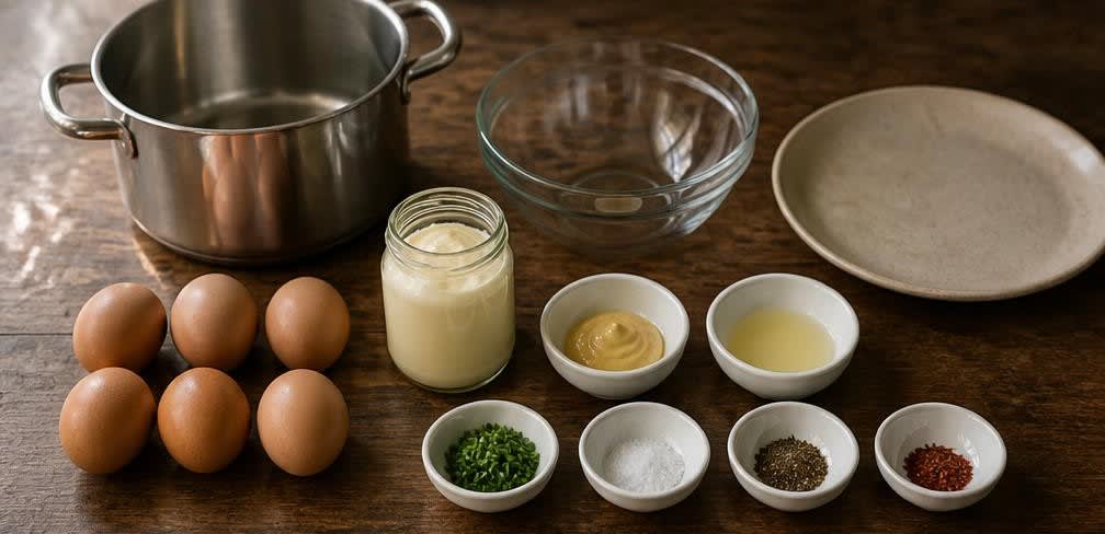 Klassische Oeufs Mayonnaise – Zutaten bereitstellen