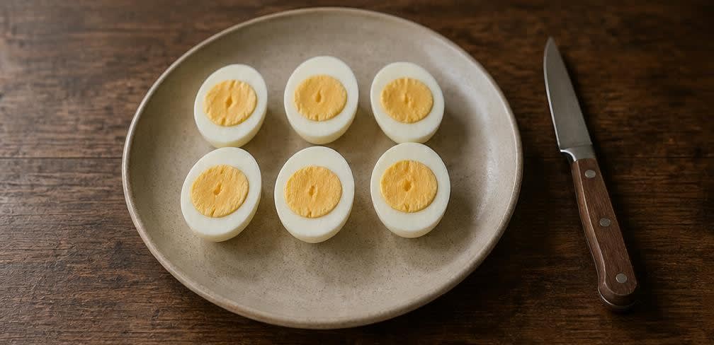 Klassische Oeufs Mayonnaise – Zubereitung Schritt für Schritt – Eier halbieren und anordnen