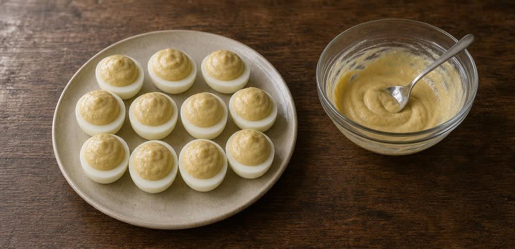 Klassische Oeufs Mayonnaise – Zubereitung Schritt für Schritt – Senf-Mayonnaise verwenden