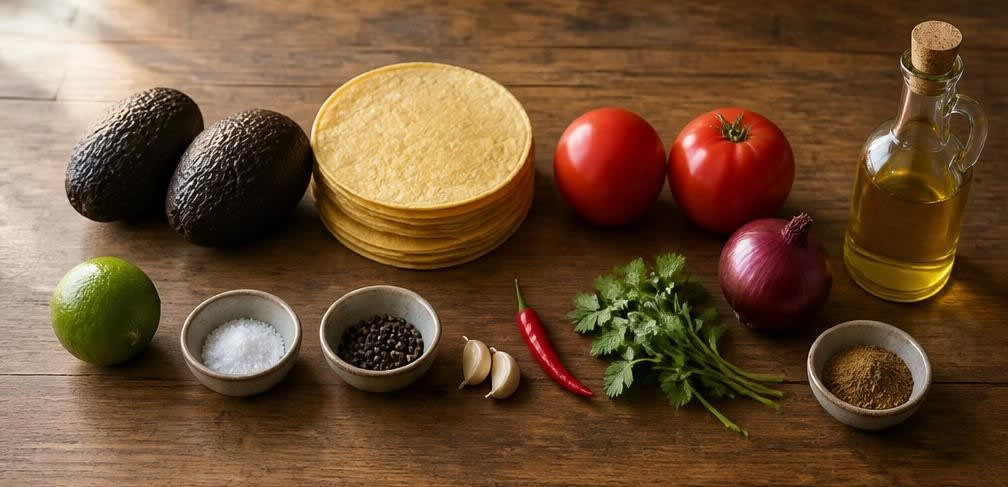 Knusprige Maistortilla-Chips mit frischer Guacamole – Zutaten
