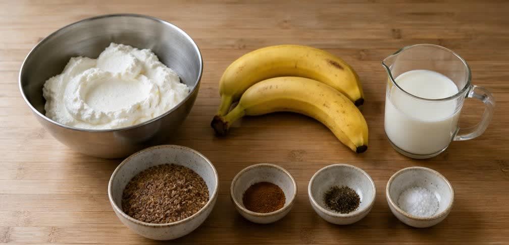 Cremiger Magerquark mit Banane und Leinsamen – Zutaten