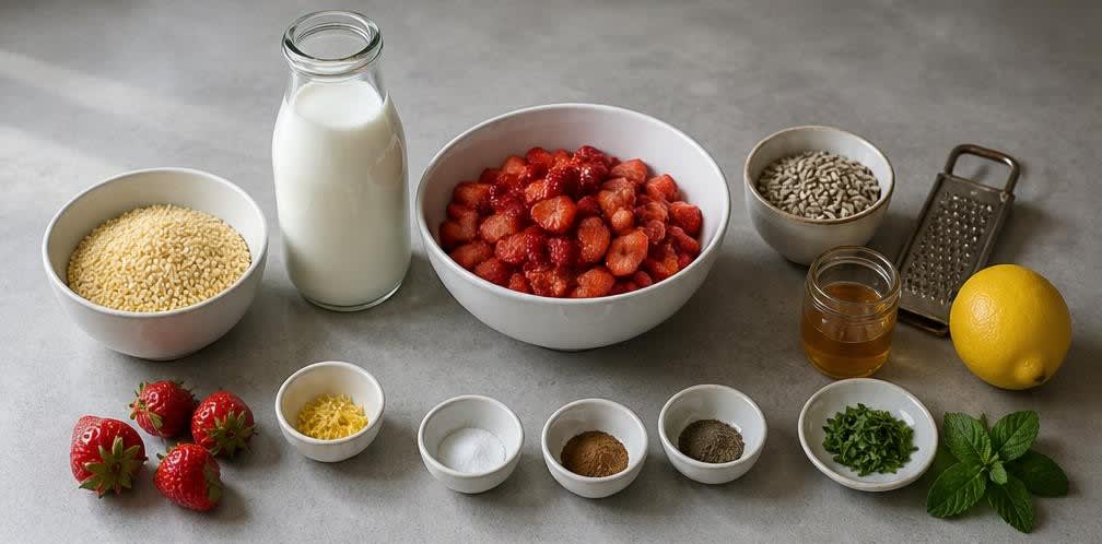 Warmes Hirse-Müsli mit Erdbeeren und gerösteten Sonnenblumenkernen – Zutaten