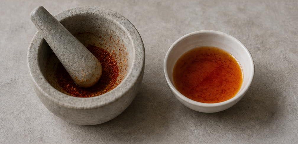 Iranisch geröstete Safran-Pistazien mit Rapsöl – Zubereitung Schritt für Schritt – Safranmischung herstellen