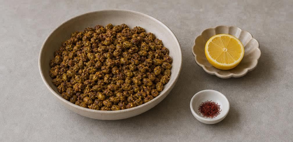 Iranisch geröstete Safran-Pistazien mit Rapsöl – Zubereitung Schritt für Schritt – Anrichten