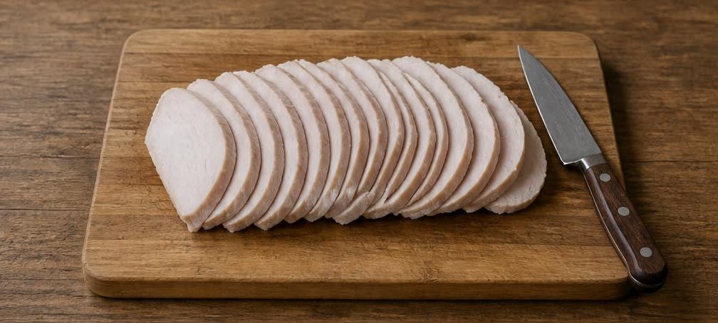 Britisches Putenbrust-Frühstücksbrot mit Gewürzgurke – Zubereitung Schritt für Schritt – Putenbrust schneiden