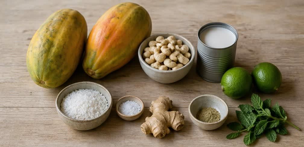 Brasilianische Papaya-Schale mit Kokos und Limette – Zutaten