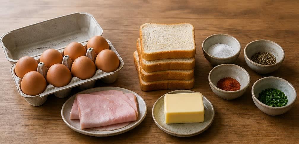 Britisches Spiegelei auf Toast mit Kochschinken – Zutaten