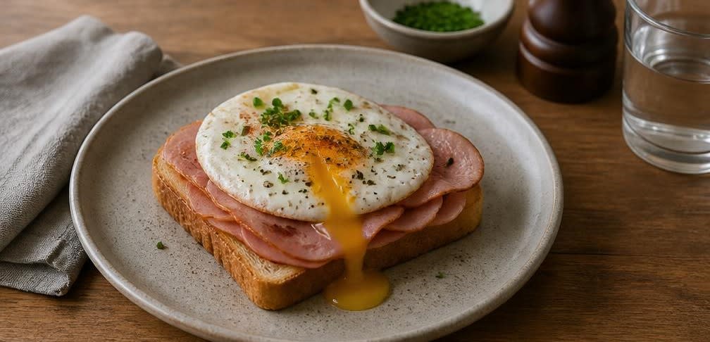 Britisches Spiegelei auf Toast mit Kochschinken – Zubereitung Schritt für Schritt – Anrichten