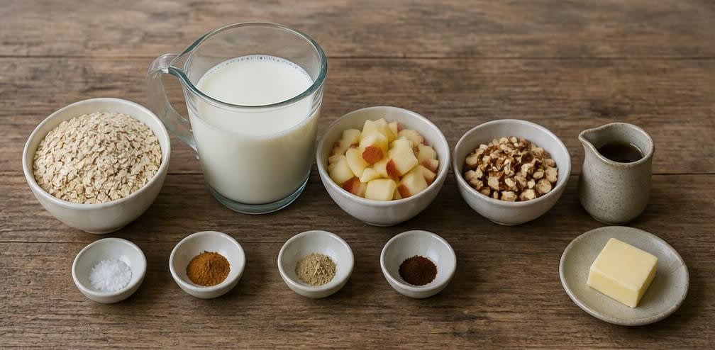 Skandinavischer Haferbrei mit Zimtapfel und Mandeln – Zutaten bereitstellen