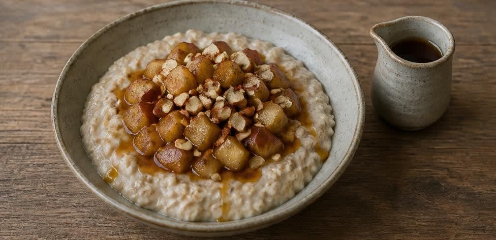 Skandinavischer Haferbrei mit Zimtapfel und Mandeln – Zubereitung Schritt für Schritt – Anrichten