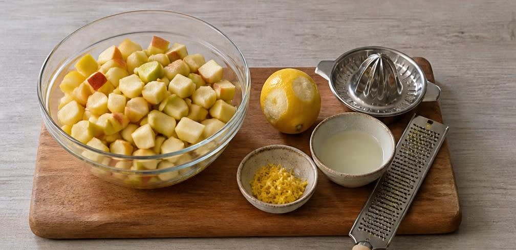 Gedünstete Äpfel mit Zimt und gerösteten Mandeln – Zubereitung Schritt für Schritt – Äpfel vorbereiten
