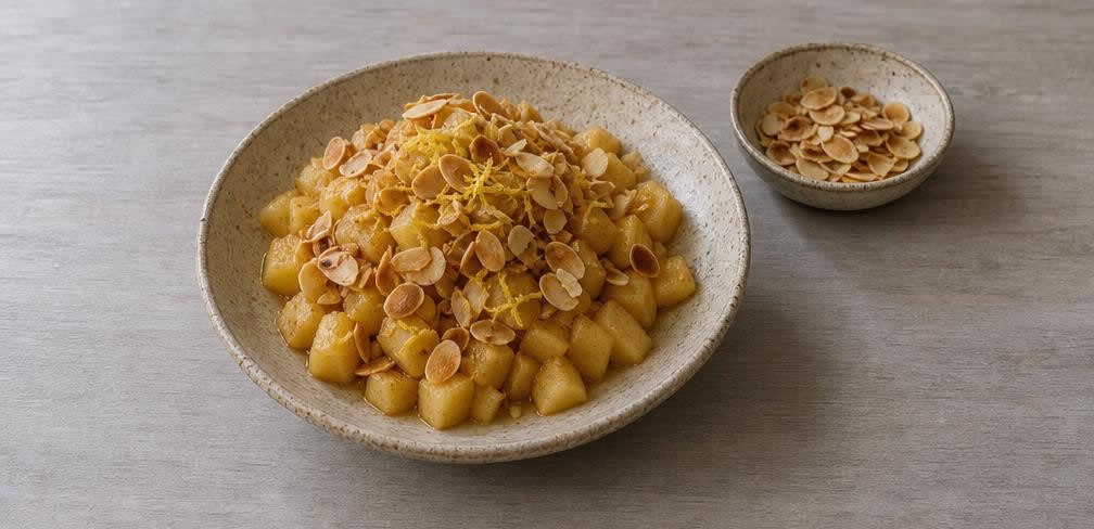 Gedünstete Äpfel mit Zimt und gerösteten Mandeln – Zubereitung Schritt für Schritt – Anrichten