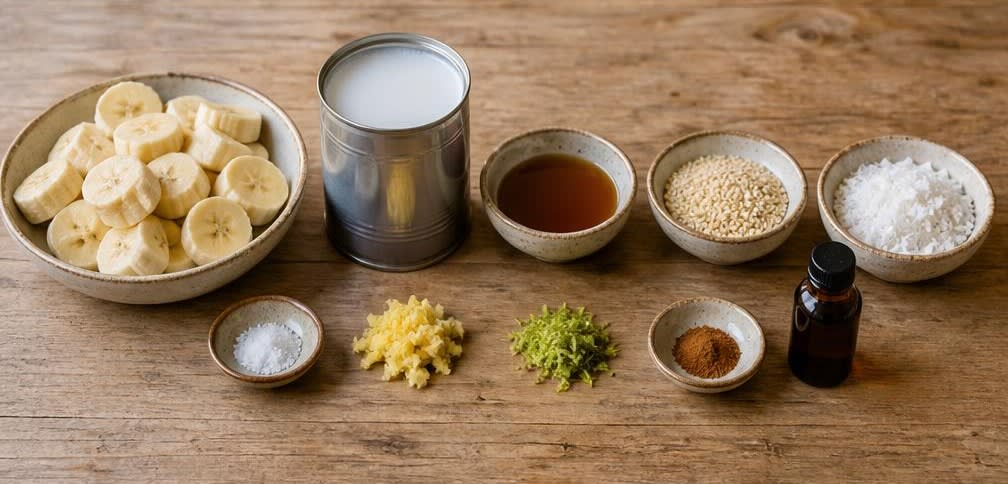 Vietnamesische Bananen-Kokos-Suppe mit geröstetem Sesam – Zutaten