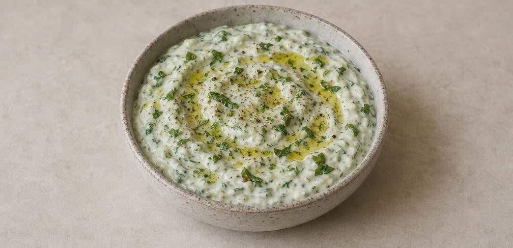 Klassisches Tzatziki mit Gurke und Knoblauch – Zubereitung Schritt für Schritt – Anrichten