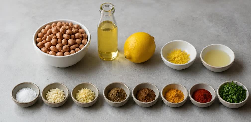 Indisch gewürzte Röst-Erdnüsse mit Knoblauch und Zitrone – Zutaten