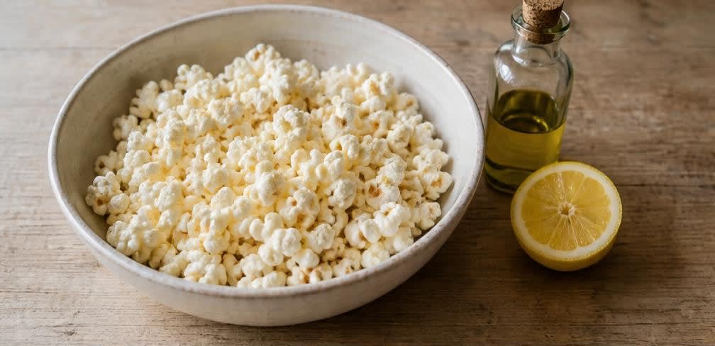 Zitronen-Pfeffer-Luftpopcorn – Zubereitung Schritt für Schritt – Popcorn beträufeln