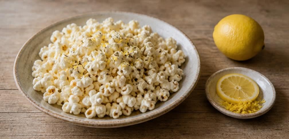 Zitronen-Pfeffer-Luftpopcorn – Zubereitung Schritt für Schritt – Anrichten