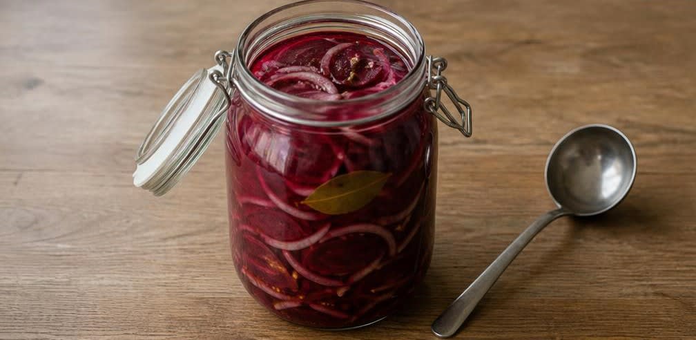 Eingelegte skandinavische Rote Bete mit Kräutern – Zubereitung Schritt für Schritt – Schichten und aufgießen