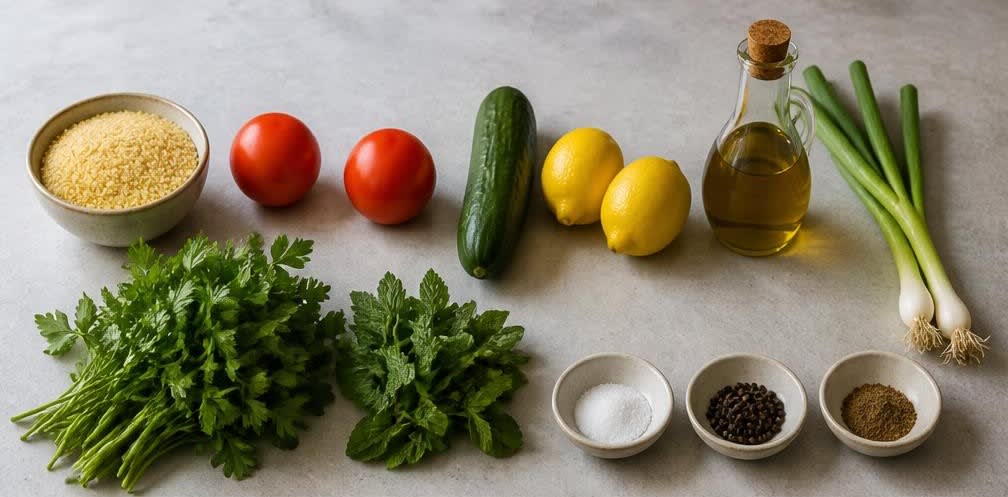 Libanesisches Taboulé mit frischer Petersilie und Bulgur – Zutaten