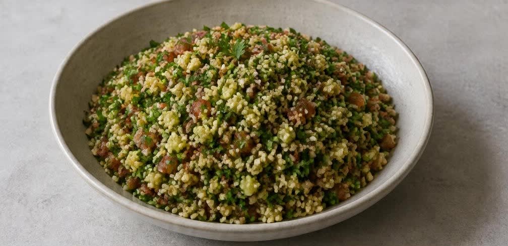 Libanesisches Taboulé mit frischer Petersilie und Bulgur – Zubereitung Schritt für Schritt – Salat mischen