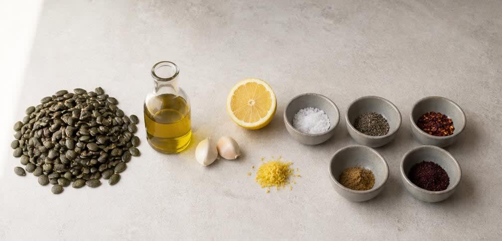 Geröstete Kürbiskerne mit Meersalz und Zitrone – Zutaten