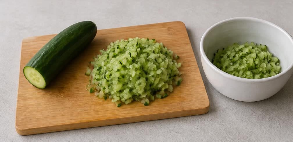 Türkischer Gurkensalat mit Joghurt und Dill – Zubereitung Schritt für Schritt – Gurken vorbereiten