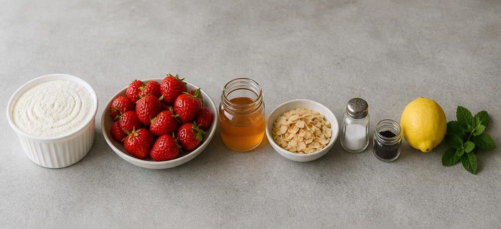 Italienische Ricotta-Creme mit Erdbeeren und Röstmandeln – Zutaten