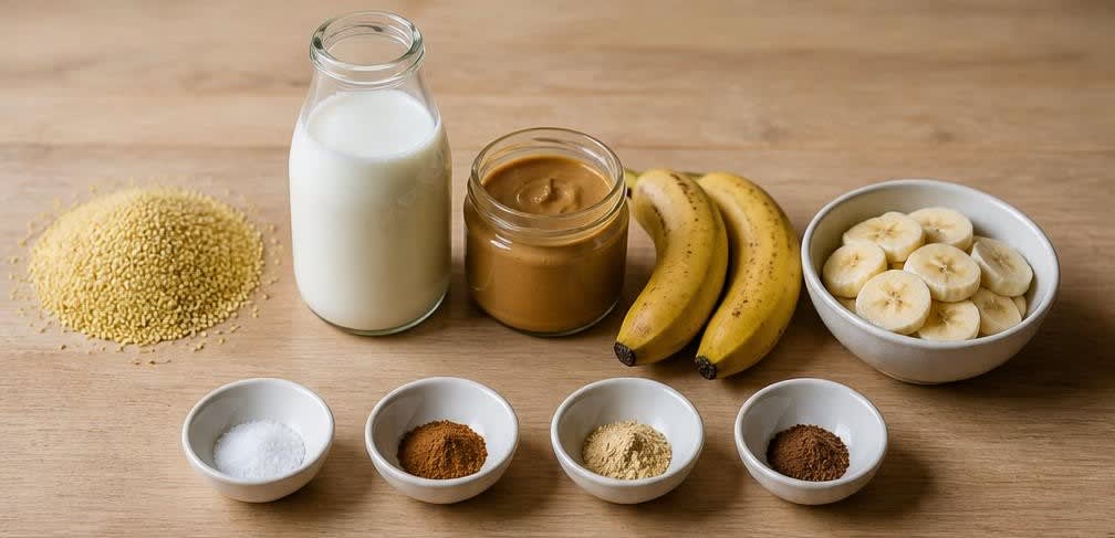 Westafrikanischer Hirse-Brei mit Erdnussmus und Banane – Zutaten