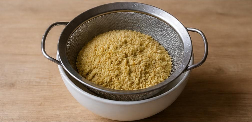 Westafrikanischer Hirse-Brei mit Erdnussmus und Banane – Zubereitung Schritt für Schritt – Hirse spülen