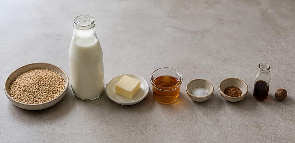Cremige osteuropäische Buchweizen-Grütze mit warmer Milch und Honig – Zutaten