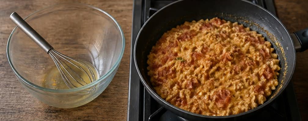 Portugiesisches Tomaten-Rührei auf Knusperbrot – Zubereitung Schritt für Schritt – Rührei zubereiten