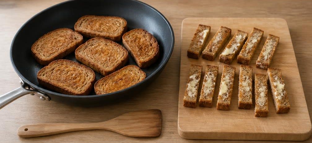 Weichgekochtes Ei mit Vollkorn-Toast-Mouillettes – Zubereitung Schritt für Schritt – Toaststreifen zubereiten