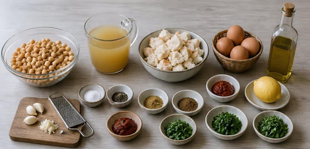 Tunesische Lablabi (Kichererbsen-Frühstückssuppe) – Zutaten