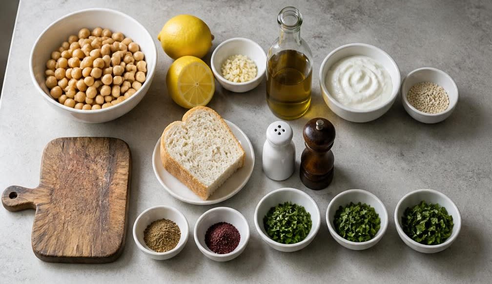 Warmes libanesisches Kichererbsen-Frühstück mit Zitrone und Sesam – Zutaten