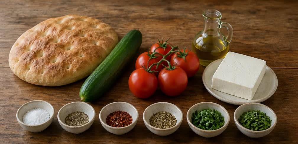 Türkisches Fladenbrot mit mariniertem Feta und knackiger Gurke – Zutaten