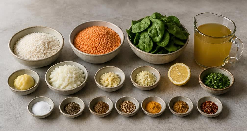 Cremiges Linsen-Spinat-Dal mit Basmatireis – Zutaten