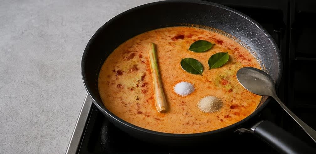 Cremiges Thai-Tofu-Curry mit Brokkoli – Zubereitung Schritt für Schritt – Kokosmilch und Gewürze