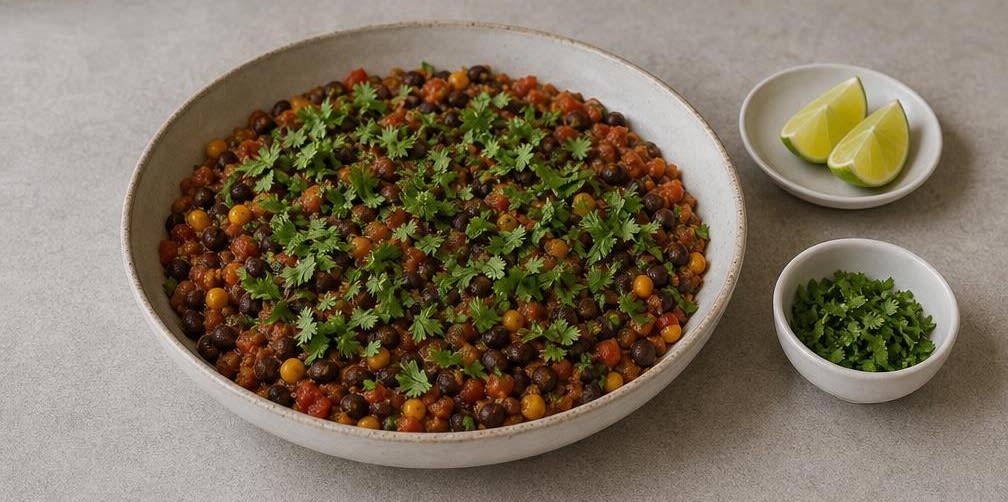 Mexikanische Schwarze-Bohnen-Pfanne mit Mais – Zubereitung Schritt für Schritt – Anrichten