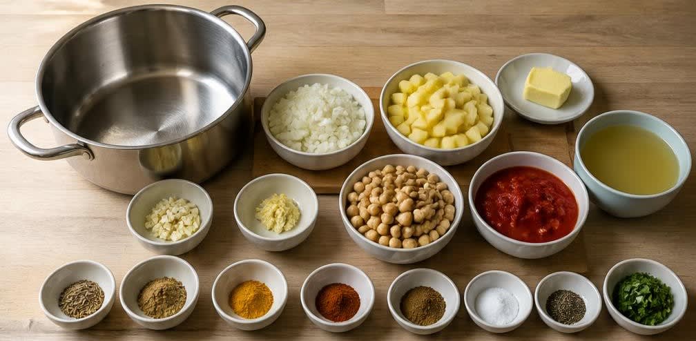 Pakistanisches Kichererbsen-Aloo-Curry – Zutaten