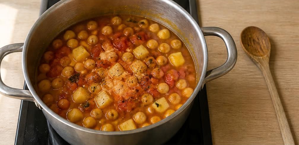 Pakistanisches Kichererbsen-Aloo-Curry – Zubereitung Schritt für Schritt – Curry aufsetzen