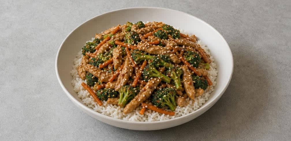 Hähnchenbrust Stir-Fry mit Brokkoli und Sesam – Zubereitung Schritt für Schritt – Anrichten
