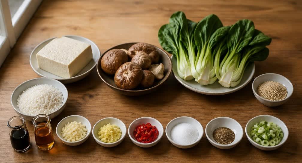 Gedämpfter Tofu mit Shiitake und Pak Choi – Zutaten