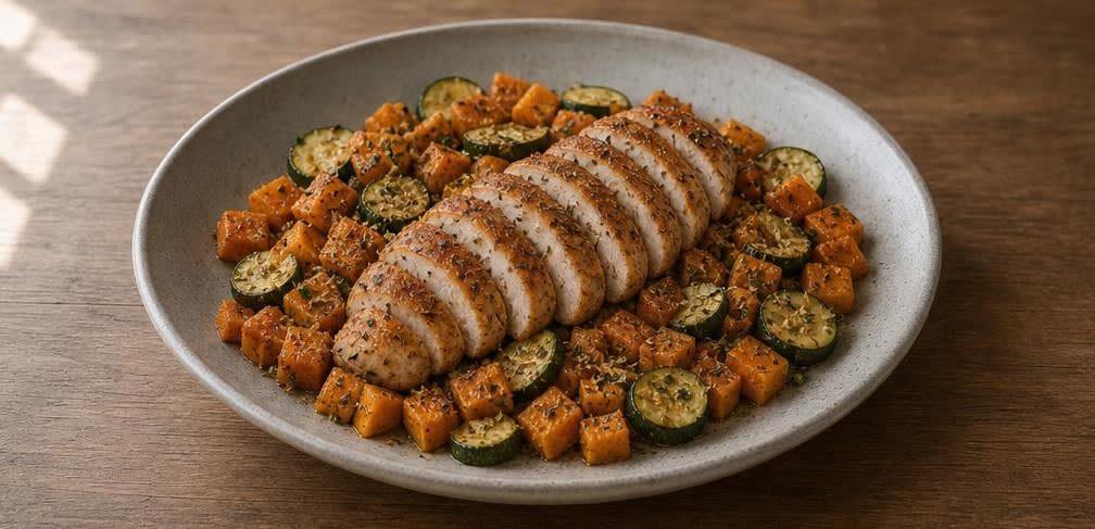 Ofen-Hähnchenbrust mit geröstetem Kürbis – Zubereitung Schritt für Schritt – Anrichten