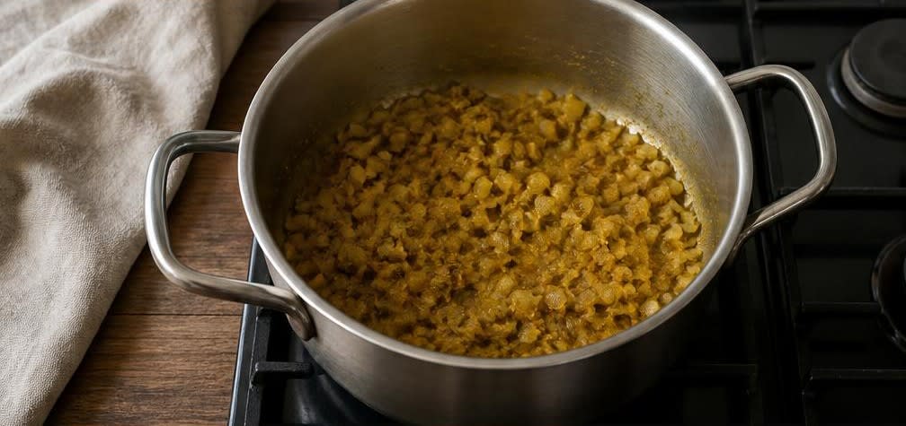 Cremiges Süßkartoffel-Linsen-Curry mit Spinat – Zubereitung Schritt für Schritt – Gewürze mitrösten