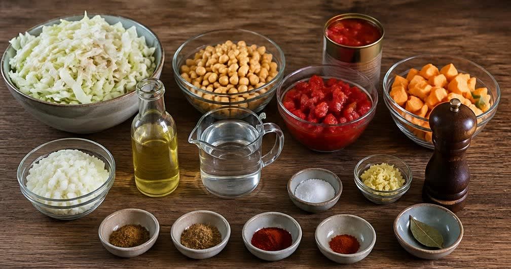Westafrikanischer Kichererbsen-Kohl-Eintopf – Zutaten