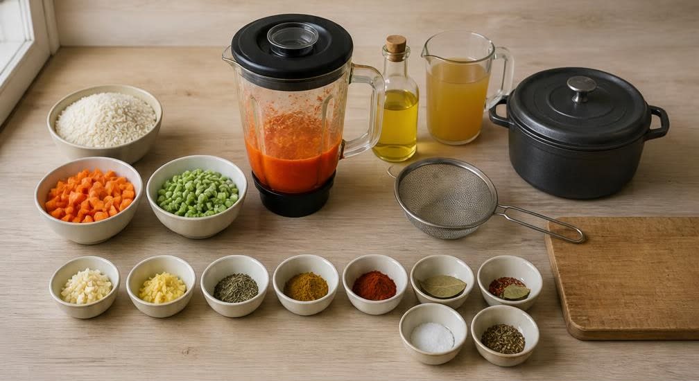 Jollof-Reis mit Gemüse – Zubereitung Schritt für Schritt – Tomaten-Paprika-Paste herstellen
