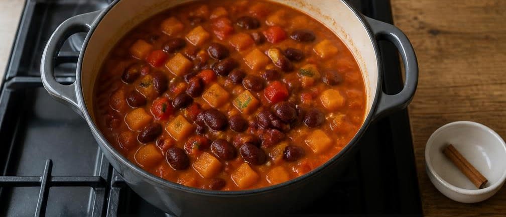 Cremiges Kürbis-Chili mit Kidneybohnen – Zubereitung Schritt für Schritt – Bohnen hinzufügen