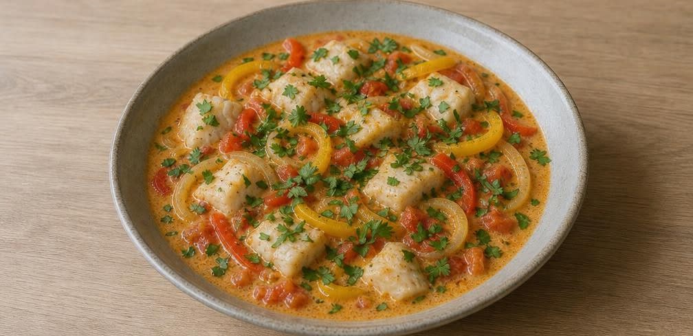 Brasilianische Moqueca mit Kabeljau und Kokosmilch – Zubereitung Schritt für Schritt – Anrichten